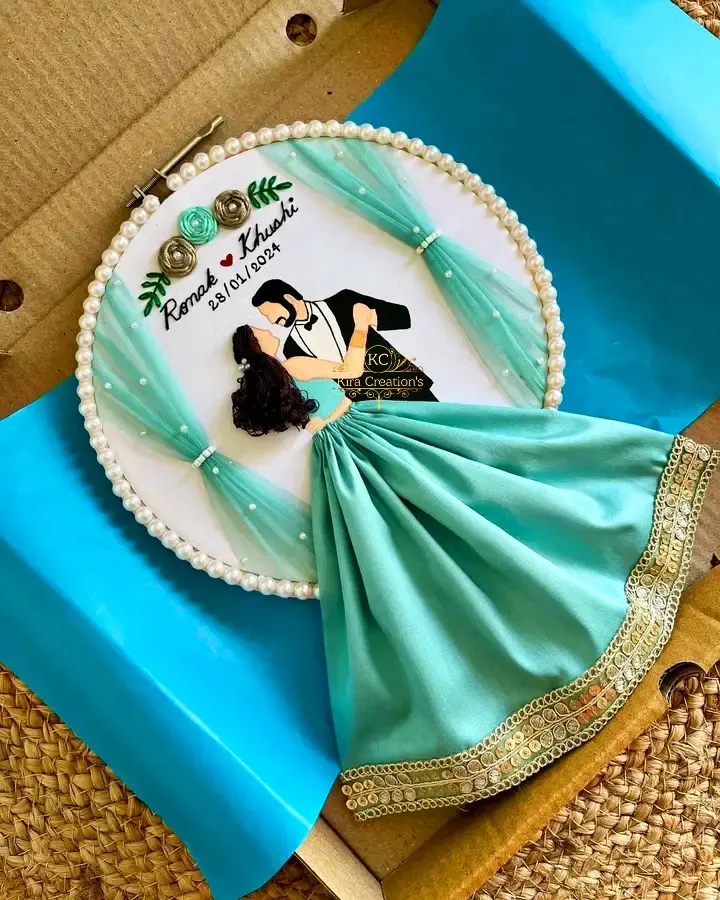 Engagement Embroidery Hoop | Wedding Gift | engagement gift | light Blue | Anniversary Gift | Perfect gift for couples @kiracreations