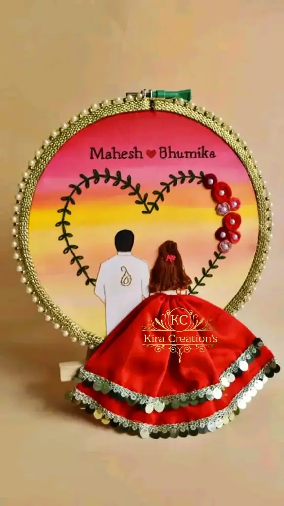 Engagement Wedding Embroidery Hoop | Wedding Gift | engagement gift |Red | Anniversary Gift | Perfect gift for couples @kiracreations  