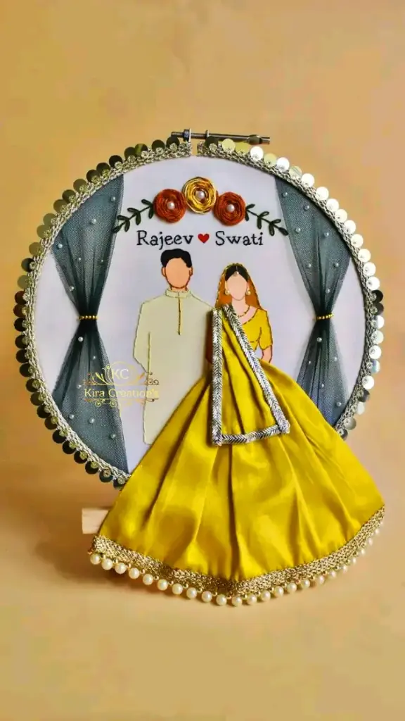 Engagement Wedding Embroidery Hoop | Wedding Gift | engagement gift |Yellow | Anniversary Gift | Perfect gift for couples @kiracreations  