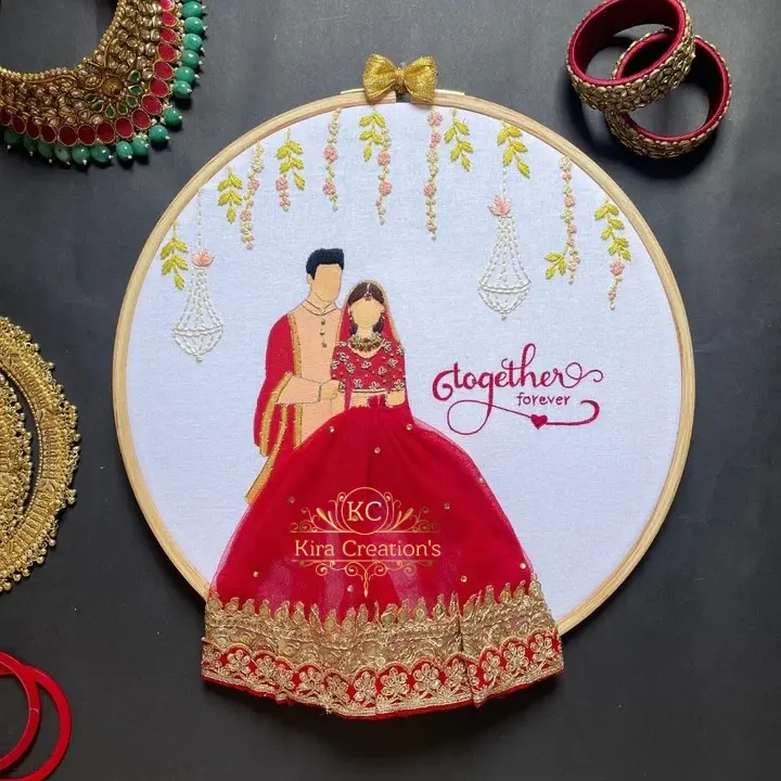 Engagement Embroidery Hoop | Red | Engagement gift | Wedding Gift | front face | engagement gift | Front face | Anniversary Gift | Perfect gift for couples @kiracreations      