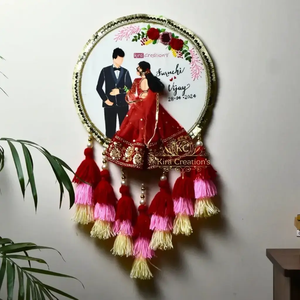 Wedding Embroidered Hoop With tassels  | beautiful new Red pattern Wedding Gift  Engagement Gift | Anniversary Gift | @Kiracreation's