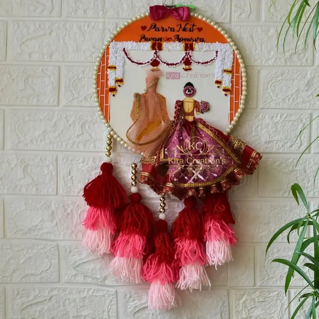 Wedding Embroidered Hoop With tassels  | Trending beautiful new Red pattern Wedding Gift  Engagement Gift | Anniversary Gift | @Kiracreation's