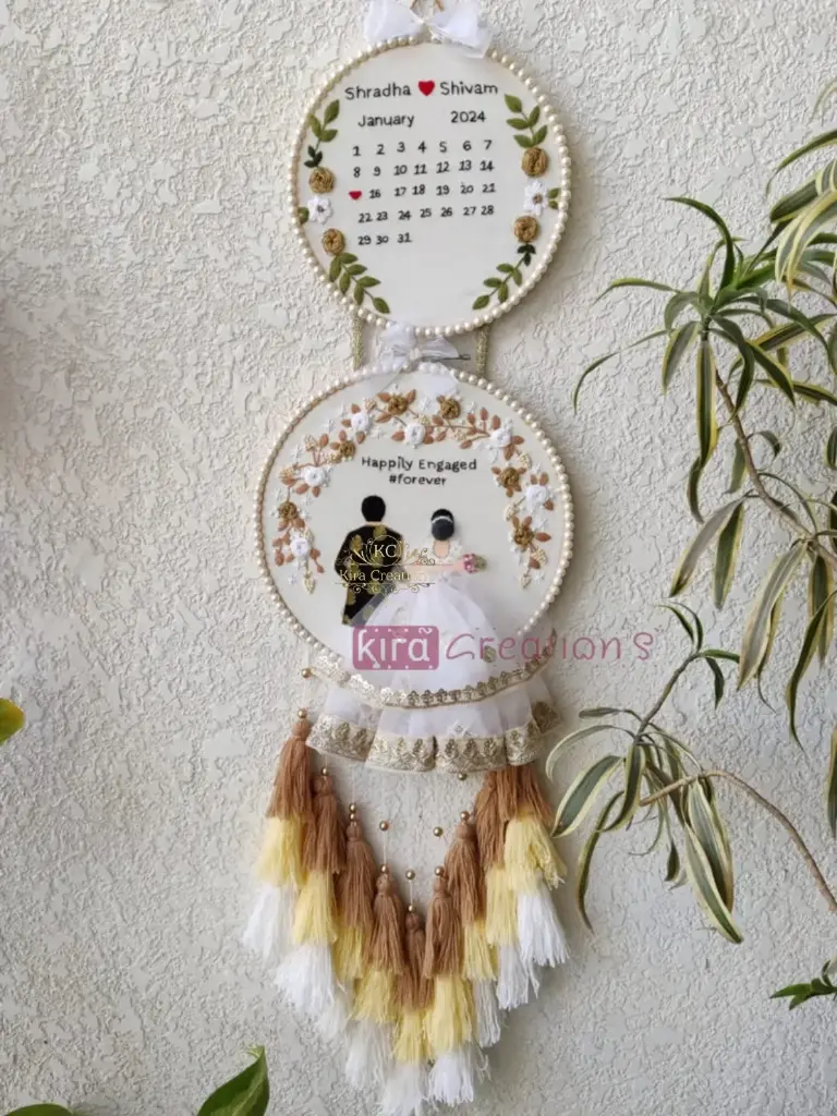 Wedding Embroidered Hoop With 2 layers tassels  | Trending beautiful new pattern Wedding Gift  Engagement Gift | Anniversary Gift | @Kiracreation's   