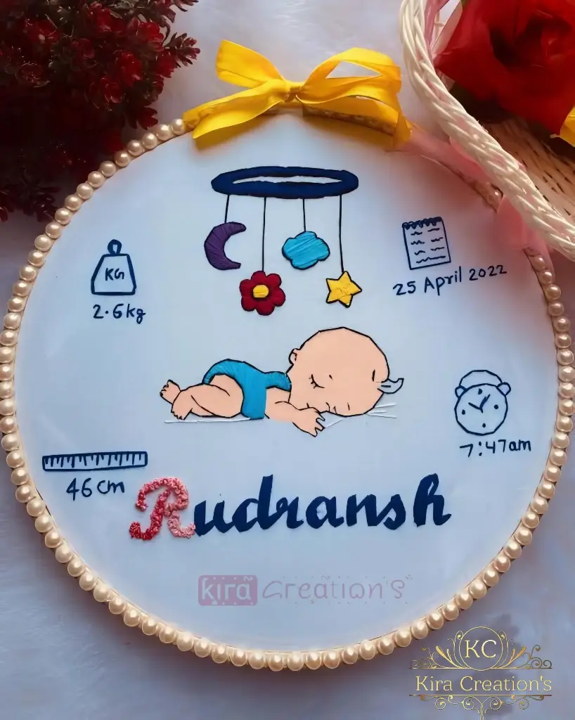 Baby Shower Embroidery Hoop pink dress |Baby birthday hoop | Best Birthday Gift | Kids Hoops | Baby Hoops |@kiracreation's       