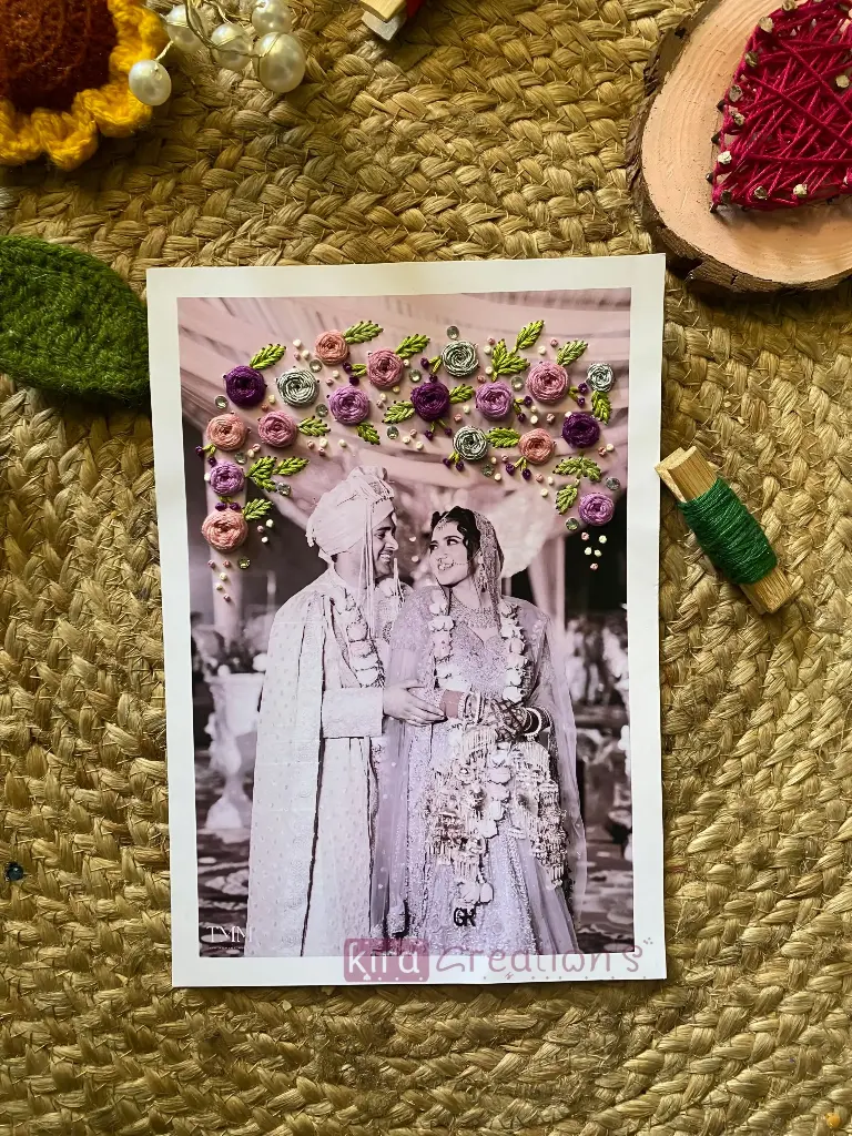 Embroidery work  photo Frame| wedding photo embroidery | brithday gift | couple gift | anniversary gift | @kiracreations  