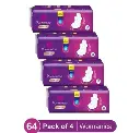 Womanica premium XL size sanitary pads with extra coverage, a pack of 4 with 64 sanitary pads