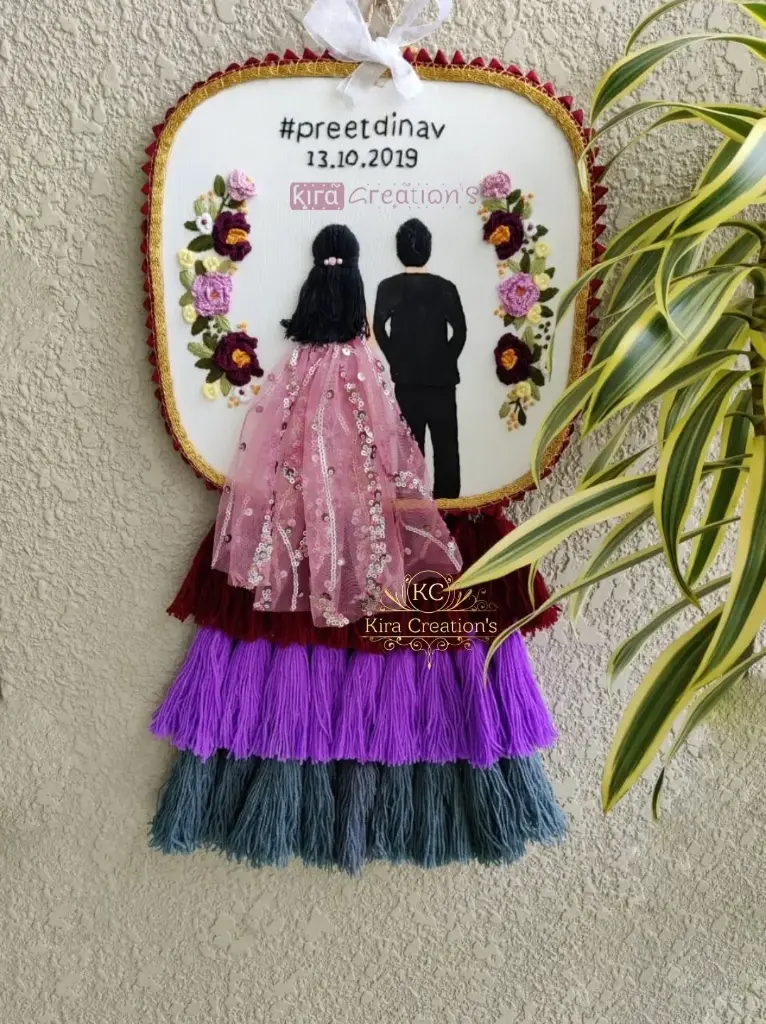 Wedding Embroidered Hoop With tassels  | beautiful new pattern Wedding Gift  Engagement Gift | Anniversary Gift | @Kiracreation's