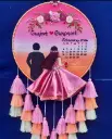 Engagement Customizable Bride & Groom Calendar Embroidered Hoop with Tassels | Wedding Gift | pink colour