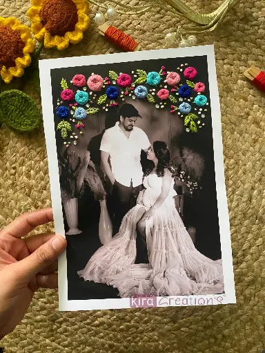 Embroidery work  photo Frame| couple  embroidery photo  | brithday gift | couple gift | anniversary gift | @kiracreations 