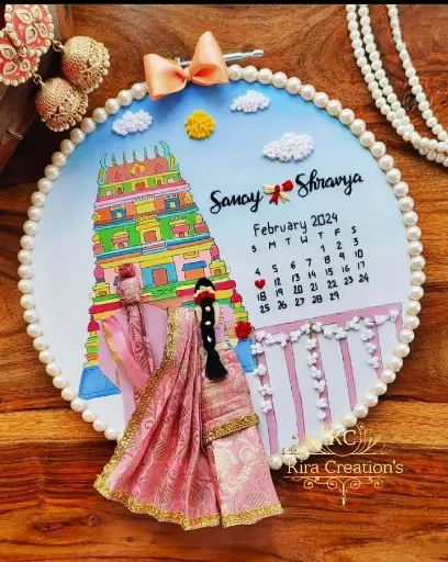South Indian  wedding Embroidery Hoop | Wedding Gift | Anniversary Gift | @kiracreation's