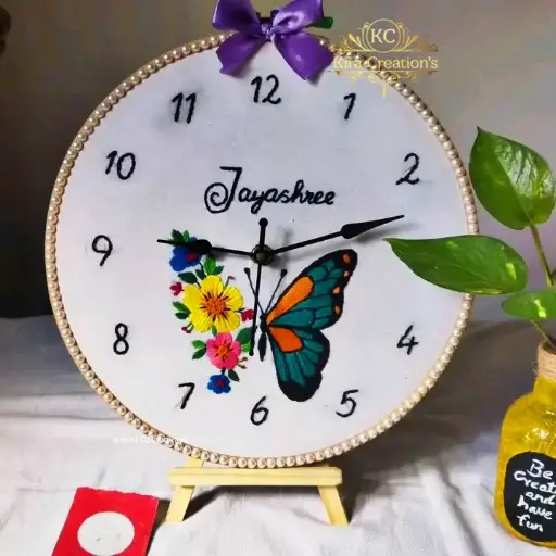 Embroidery Clock | Wall Hanging | Birthday Gift | Baby Gift | Customization Available | @kiracreation's