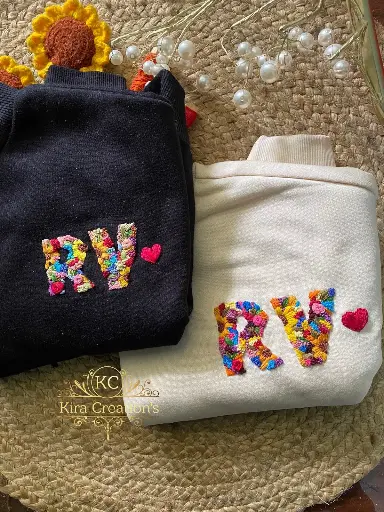 Embroidered T-shirt With Beautiful Embroidery Letter | Birthday Gift | Customization Available | @kiracreation's 