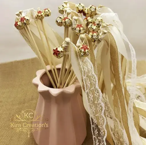 Wedding Wands  With Beautiful Bell & Ribbon | Customization Available | pack of 30 Wands @kiracreation's .