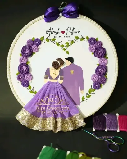 Engagement Wedding Embroidery Hoop | Wedding Gift | engagement gift | dark purple | Anniversary Gift | Perfect gift for couples @kiracreations   