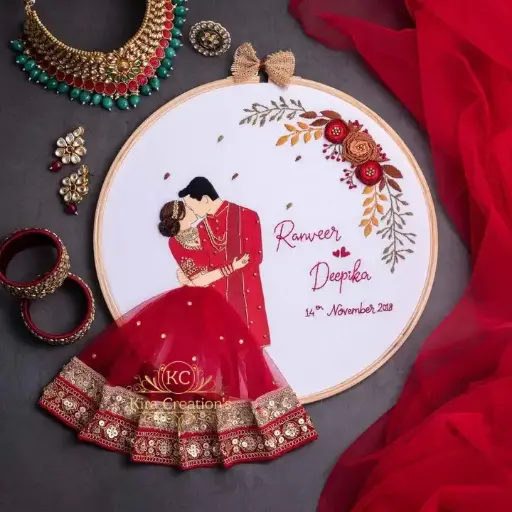 Engagement Embroidery Hoop | Red | Engagement gift | Wedding Gift | engagement gift | Front face | Anniversary Gift | Perfect gift for couples @kiracreations     