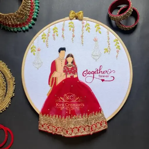 Engagement Embroidery Hoop | Red | Engagement gift | Wedding Gift | front face | engagement gift | Front face | Anniversary Gift | Perfect gift for couples @kiracreations      