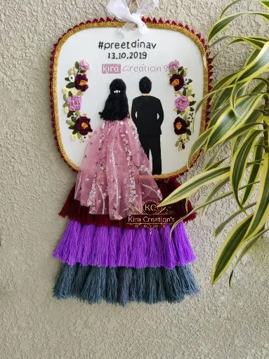Wedding Embroidered Hoop With tassels  | beautiful new pattern Wedding Gift  Engagement Gift | Anniversary Gift | @Kiracreation's