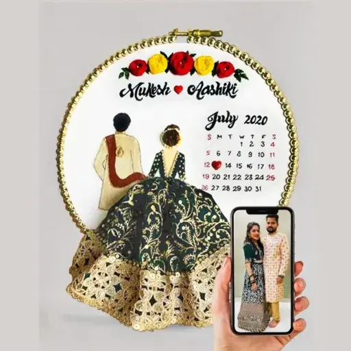Wedding Embroidery Hoop With Calender  | Wedding Gift | Customizable| Anniversary Gift. | @kiracreation's 