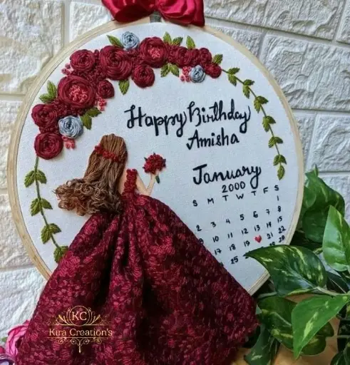 Birthday Calendar Embroidery Hoop For Your Best Friend  | Best Birthday Gift | @Kiracreation's 