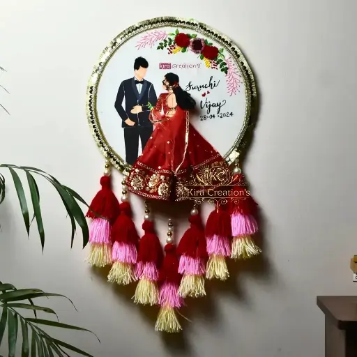 Wedding Embroidered Hoop With tassels  | beautiful new Red pattern Wedding Gift  Engagement Gift | Anniversary Gift | @Kiracreation's