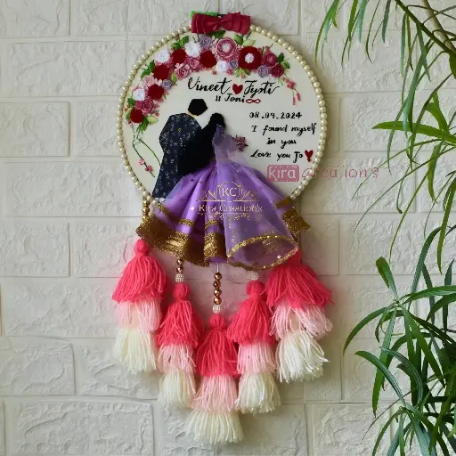 Wedding Embroidered Hoop With tassels  | Trending beautiful new Light Purple pattern Wedding Gift  Engagement Gift | Anniversary Gift | @Kiracreation's  