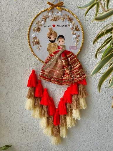Wedding Embroidered Hoop With tassels  | Trending beautiful new Cream pattern Wedding Gift  Engagement Gift | Anniversary Gift | @Kiracreation's      