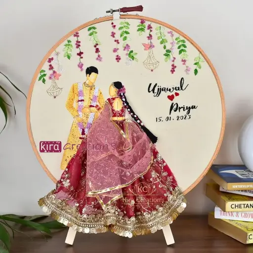 Wedding Embroidery Hoop With Beautiful pattern | Wedding Gift | Customizable| Anniversary Gift.| @kiracreation's 