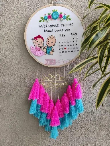 Baby Girl & Boy Shower Embroidery Hoop With Tassels .| Best Twince Birthday Gift | Kids Hoops | Baby Hoops |@kiracreation's       