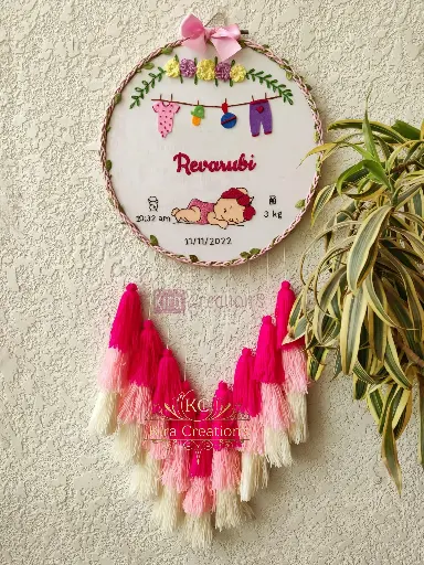 Baby Shower Embroidery Hoop With tassels  | Baby birthday hoop | Best Birthday Gift | Kids Hoops | Baby Hoops |@kiracreation's        