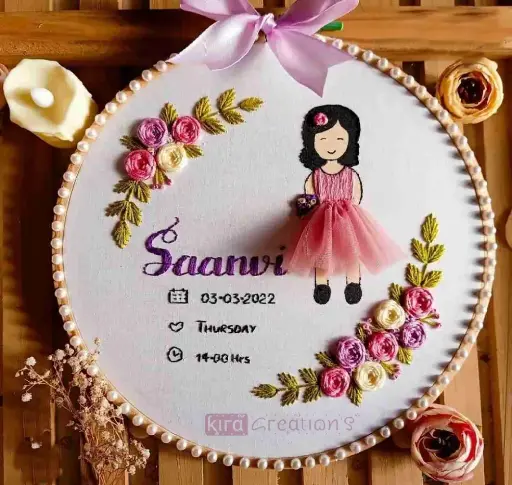Baby Shower Girl Embroidery Hoop  | Baby birthday hoop | Best Birthday Gift | Kids Hoops | Baby Hoops |@kiracreation's         